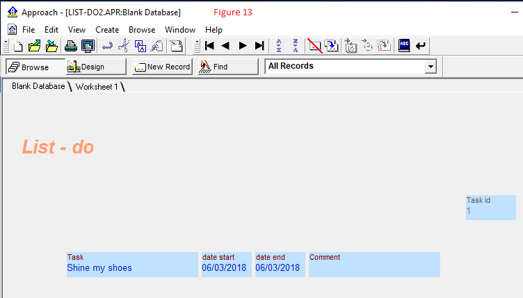 A basic database form design with three records