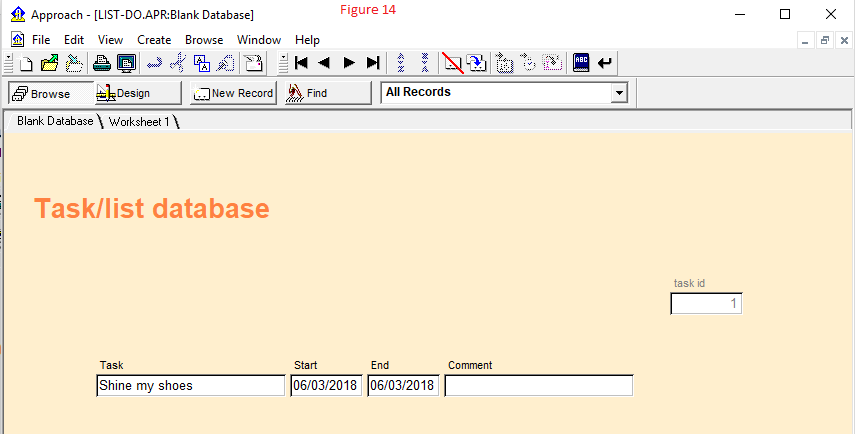 A basic database form design with three records