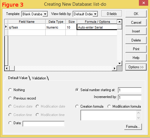 Setting up the primary key